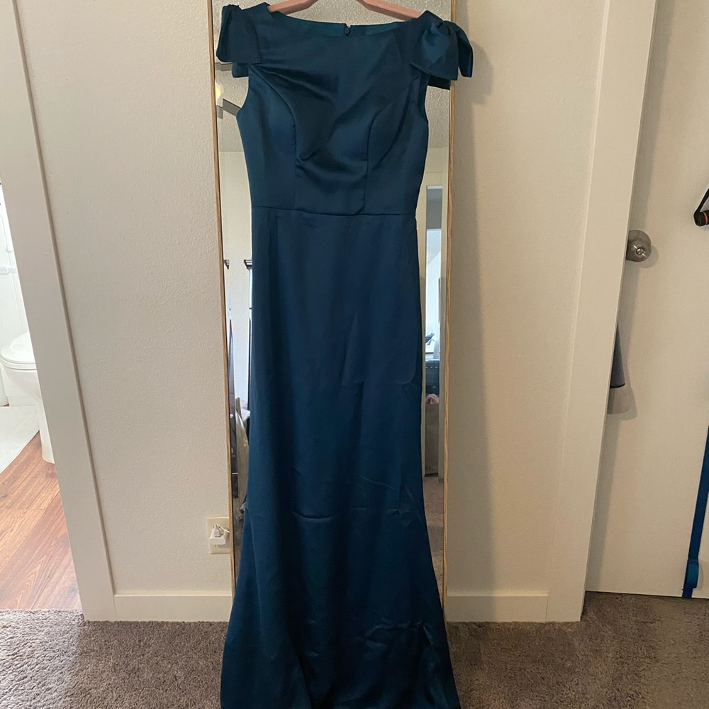 Long navy bridesmaid dress